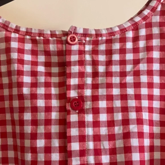 Red Gingham Casual Sundress with Flutter Cap Sleeves - Picture 4 of 5